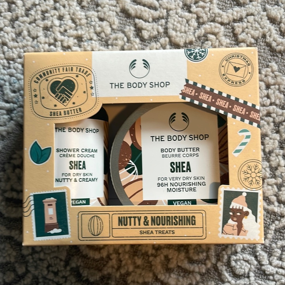The Body Shop; Nutty and Nourishing Shea Treats; Body Butter, and Shower Cream